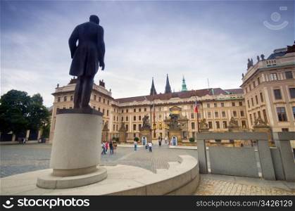 Jan Masaryk monument at Prague&rsquo;s castle, view towards the Castle