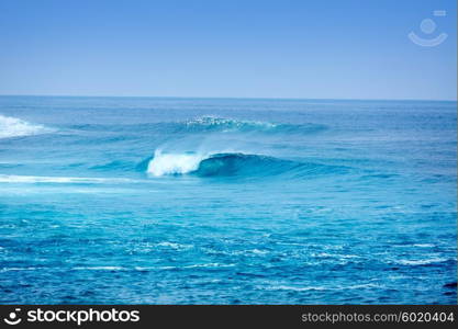 Jandia surf beach waves Fuerteventura at Canary Islands of Spain