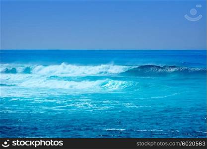 Jandia surf beach waves Fuerteventura at Canary Islands of Spain
