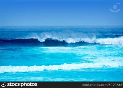 Jandia surf beach waves Fuerteventura at Canary Islands of Spain