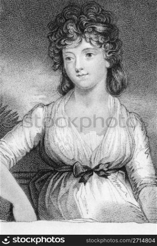 Jane Elizabeth (Coke), Viscountess Andover on engraving from the 1800s. Engraved after a painting by John Hoppner.