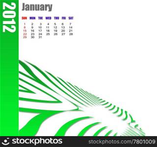 January of 2012 calendar
