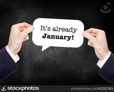January written on a speechbubble
