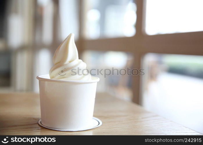 Japaese soft cream on wood 