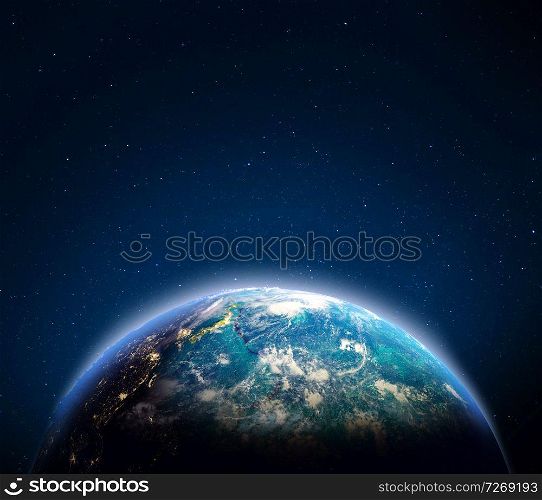 Japan and Oceania. Elements of this image furnished by NASA. 3d rendering. Japan and Oceania