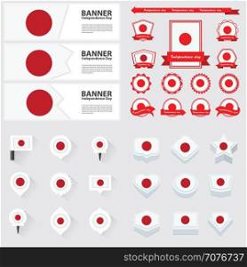 japan independence day, infographic, and label Set.