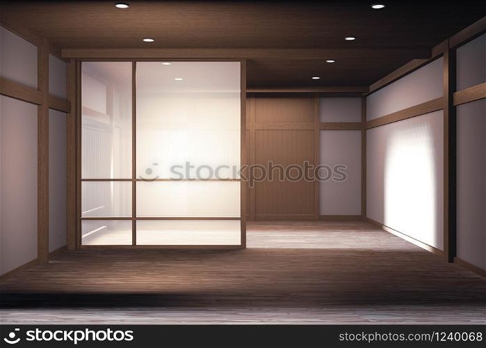 japan interior design,modern living room. 3d illustration, 3d rendering