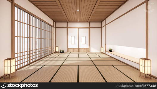 japan interior design,modern living room. 3d illustration, 3d rendering