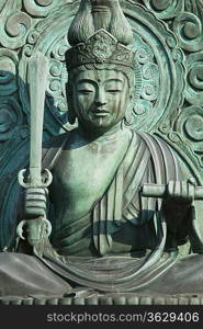 Japan, Kyoto, Tenryuji Temple, bronze statue