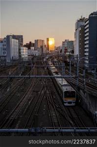 japan modern train urban landscape