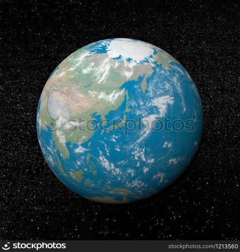Japan on earth and universe background with stars - 3D render