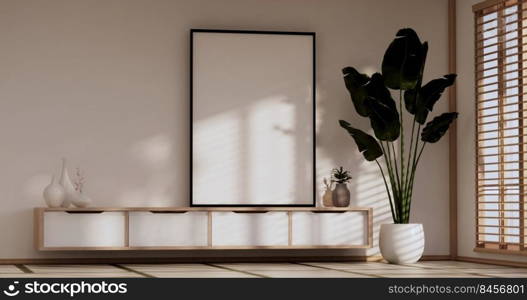 Japan room Minimal cabinet for tv interior wall mockup,3d rendering