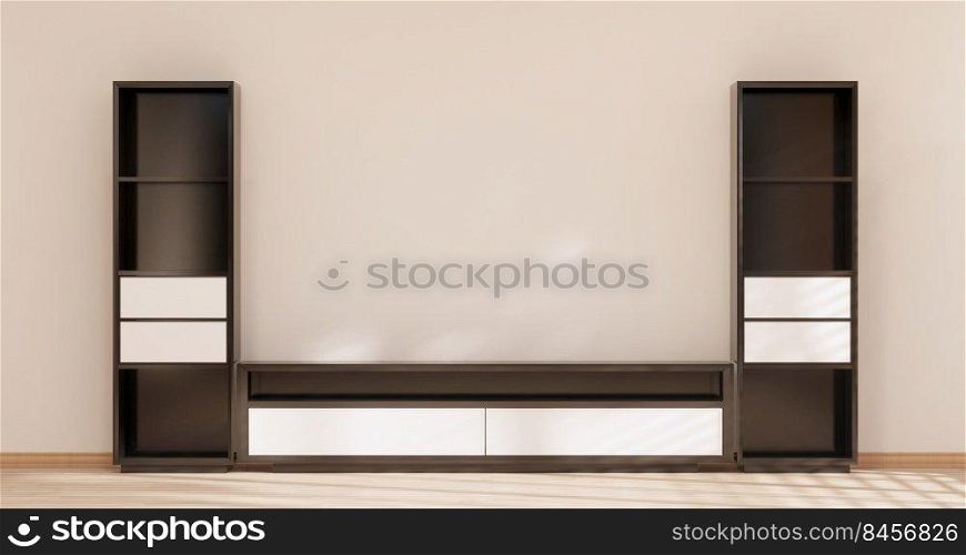 Japan room Minimal cabinet for tv interior wall mockup,3d rendering