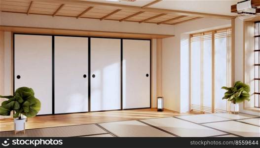 Japan style Big living area in luxury room or hotel japanese style decoration.3D rendering