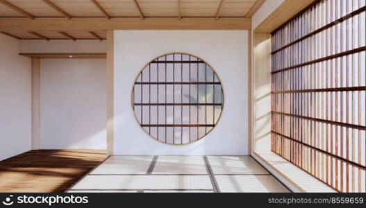 Japan style Big living area in luxury room or hotel japanese style decoration.3D rendering