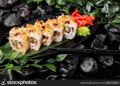 Japan sushi roll Bonita with eel
