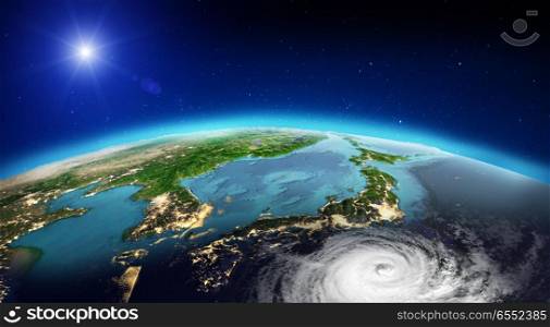 Japan tornado. 3d rendering. Japan tornado. Elements of this image furnished by NASA. 3d rendering. Japan tornado. 3d rendering