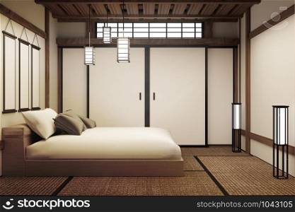 Japanese bedroom. 3D render