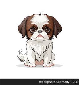 japanese chin miniature small dog puppy in cartoon style on white background