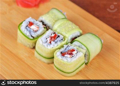 Japanese cuisine - cucumber sushi rolls