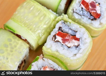 Japanese cuisine - cucumber sushi rolls