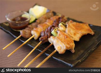 Japanese cuisine Grilled ,teriyaki skewers Yakitori