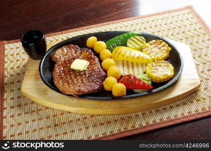 Japanese cuisine .Japanese pork Steak