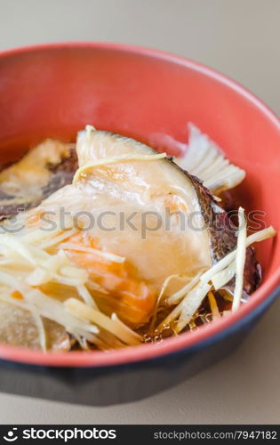 Japanese Cuisine - Salmon Kabutoni , fish with sweet sauce