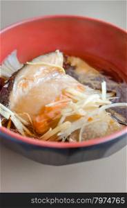 Japanese Cuisine - Salmon Kabutoni , fish with sweet sauce