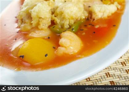 Japanese cuisine .Seafood tempura vegetable