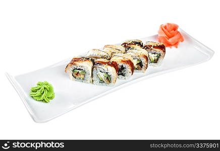 Japanese Cuisine - Sushi (Roll Assorted Omori) on a white background