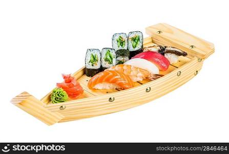 Japanese Cuisine - Sushi Roll on a white background