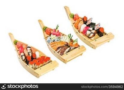 Japanese Cuisine - Sushi Roll (sea food) on a white background