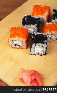 Japanese cuisine - tobico sushi rolls