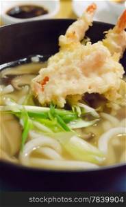 Japanese cuisine, Udon noodles with shrimp tempura