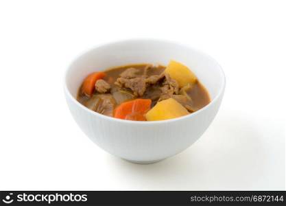 Japanese curry in a bowl with clipping path