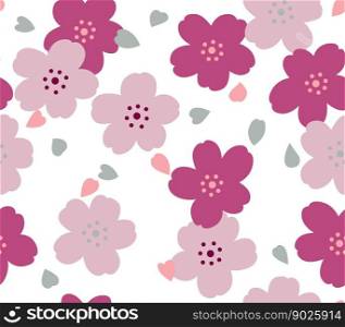 Japanese Cute Cherry Blossom Art Seamless Pattern