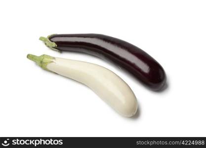 Japanese eggplants on white background