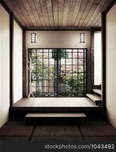 Japanese empty room tatami mat Designing the most beautiful. 3D rendering