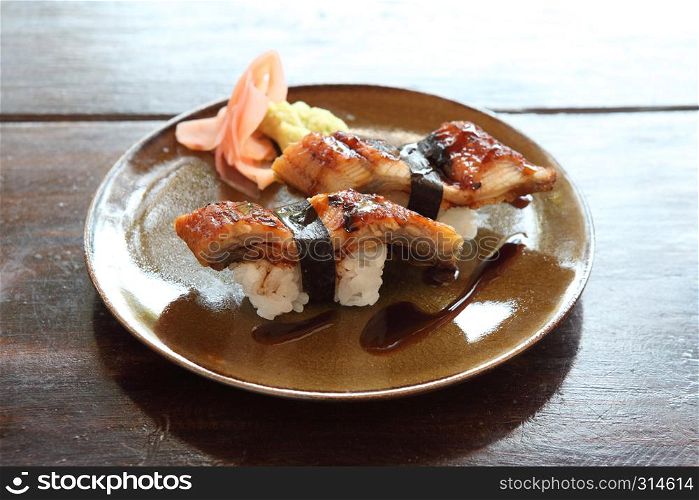 japanese food rice with eel ( unagi ) eel sushi