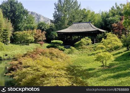 Japanese Garden Park Anduze bamboo where almost all species are represented and promoted in an Asian garden