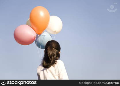 Japanese girl having balloons