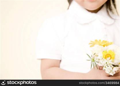 Japanese girl having flowers