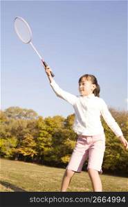 Japanese girl playing badminton