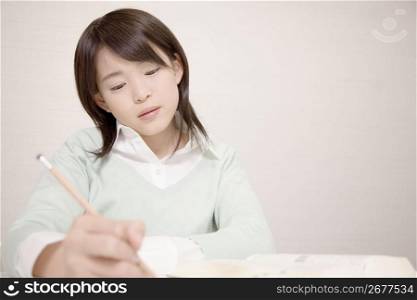 Japanese girl studying