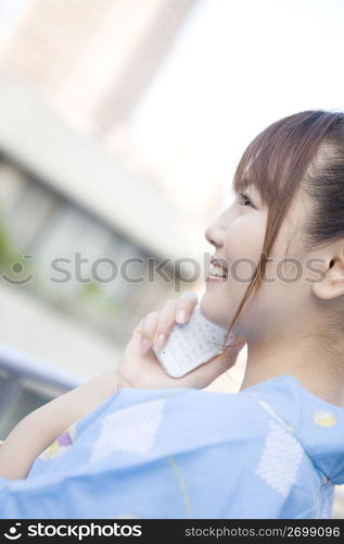 Japanese girl wearing yukata