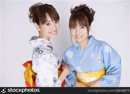 Japanese girls wearing yukata