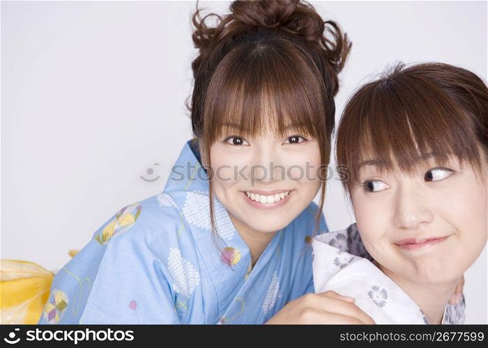 Japanese girls wearing yukata