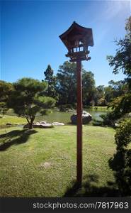 Japanese lantern on a background of blue sky