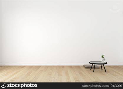 Japanese - Living Room Interior on empty white wall background - minimal design, 3D rendering